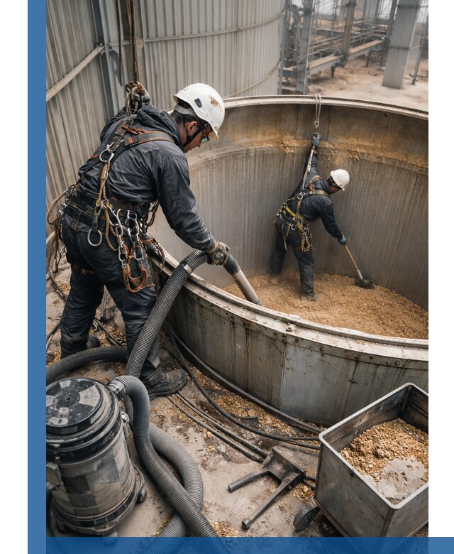 Профессиональная чистка зерновых бункеров в Старой Руссе с выездом