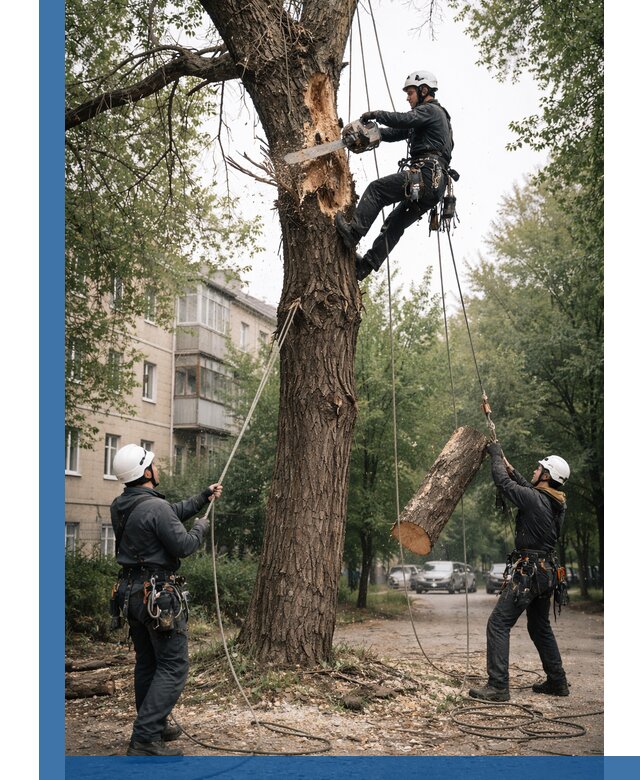 Срочное удаление аварийных деревьев в Старой Руссе с гарантией безопасности