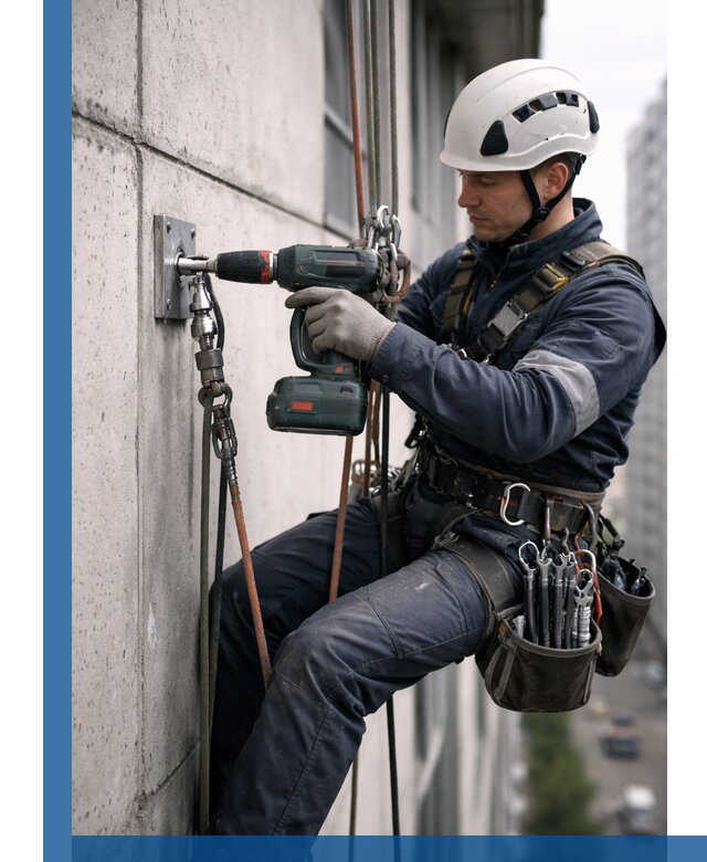 Установка анкерных точек для высотных работ в Старой Руссе